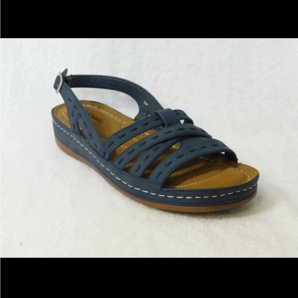 Easy Street Adjustable Strap Sandals Kehlani Navy Size 8